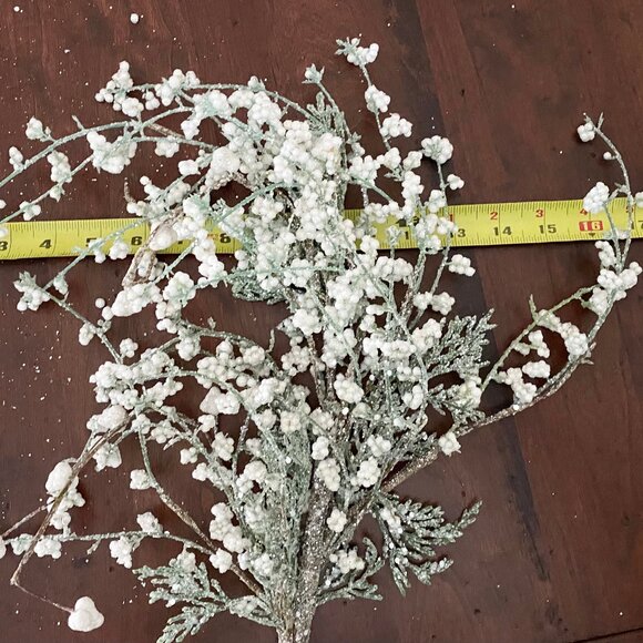 Bundle/4 Cedar Berry, Frosted Cedar Berry Spray, White, Glittered - Picture 11 of 12